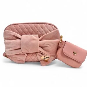 Juicy Couture Pink Velour Diamond Tied Bow Camera Crossbody Bag Mini Bag Charm